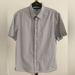 Perry Ellis Geometric Patterned Button Down Shirt - Red and White